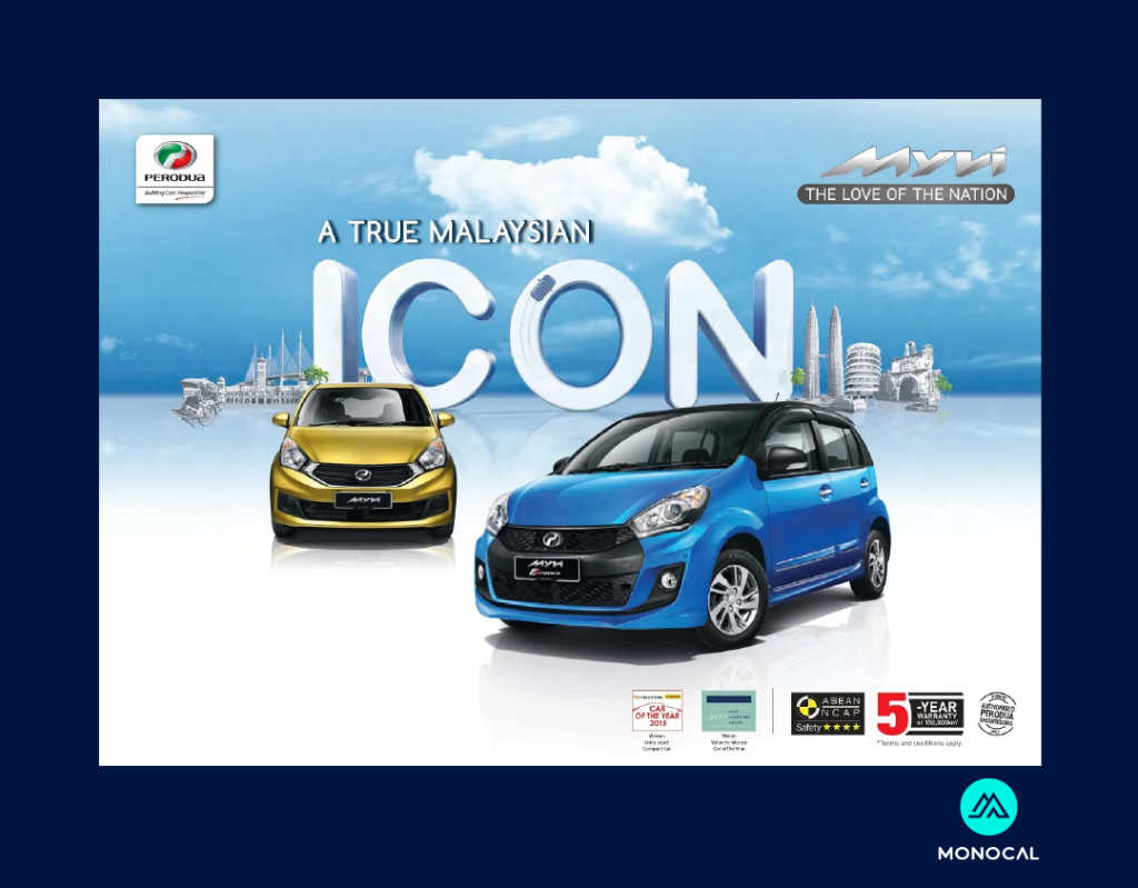 contoh copywriting terbaik dari perodua myvi 2016 yang menunjukkan myvi sebagai ikon Malaysia