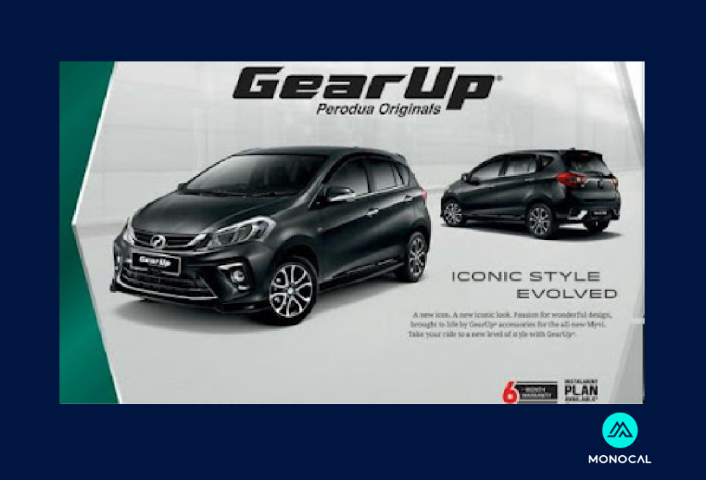 contoh copywriting terbaik dari gear up perodua myvi 2018 yang menawarkan pelbagai aksori untuk perodua myvi